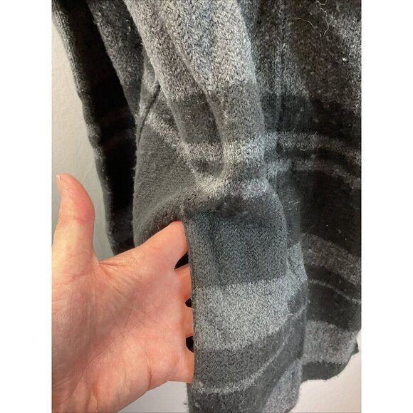 Vince hooded duster Cardigan Size M Black striped Wool Alpaca Cashmere Sweater - Picture 4 of 11